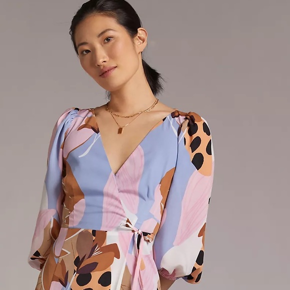 Anthropologie Bloom Wrap Midi Dress Hutch - Picture 3 of 10